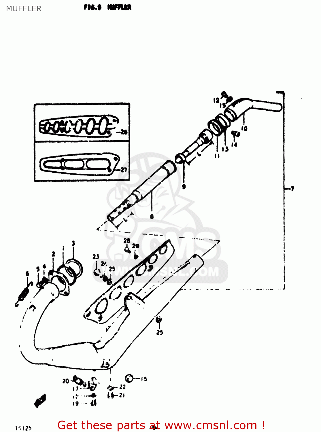 MUFFLER TS125 1974 (L) USA (E03)
