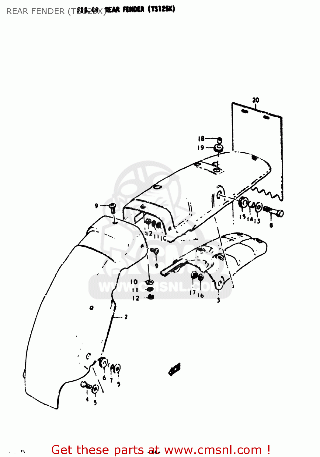 REAR FENDER (TS125X) TS125 1975 (M) USA (E03)