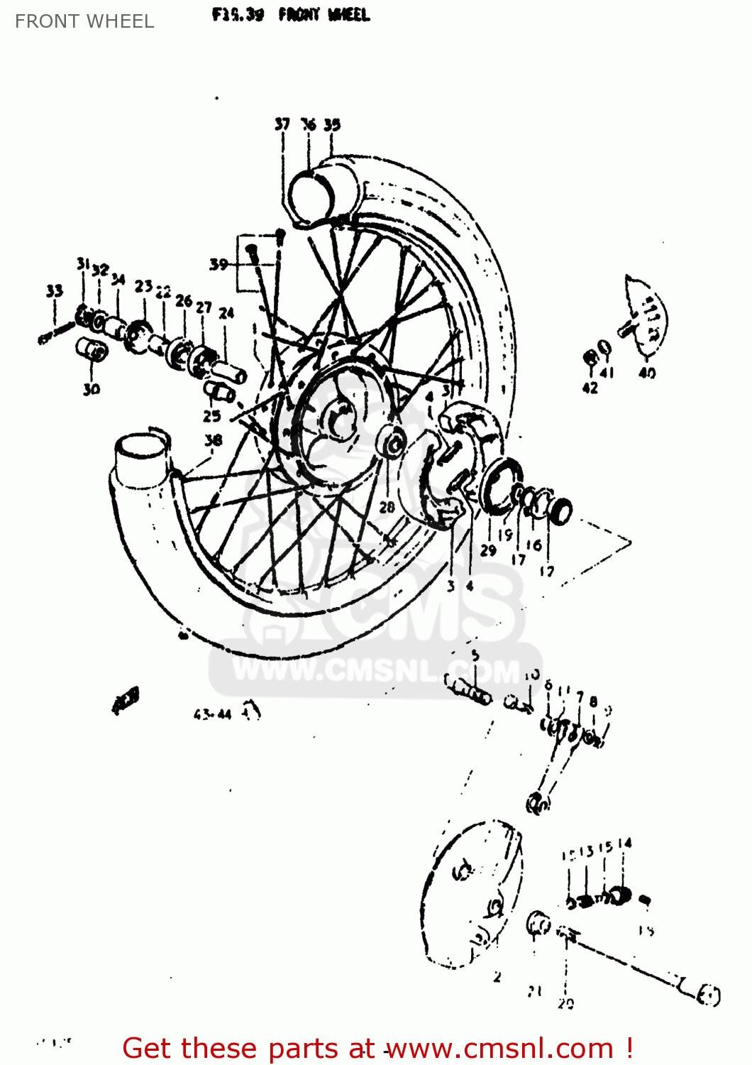 FRONT WHEEL TS125 1977 (B) USA (E03)