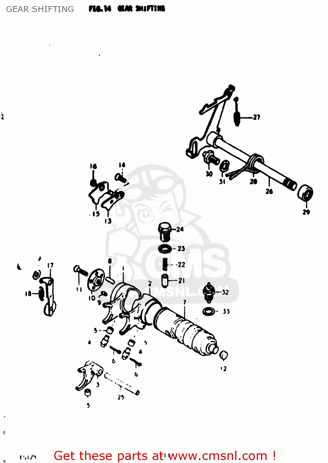 GEAR SHIFTING TS125 1977 (B) USA (E03)