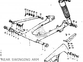 REAR SWINGING ARM - TS125 1977 (B) USA (E03)