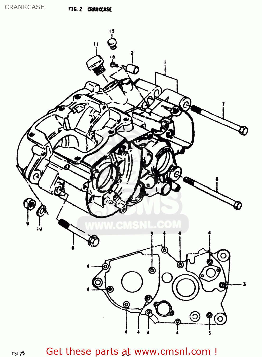 CRANKCASE TS125 1978 (C) USA (E03)