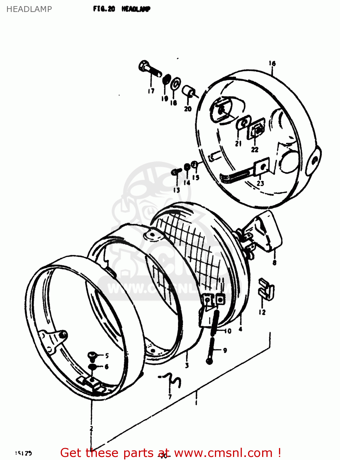 HEADLAMP TS125 1978 (C) USA (E03)
