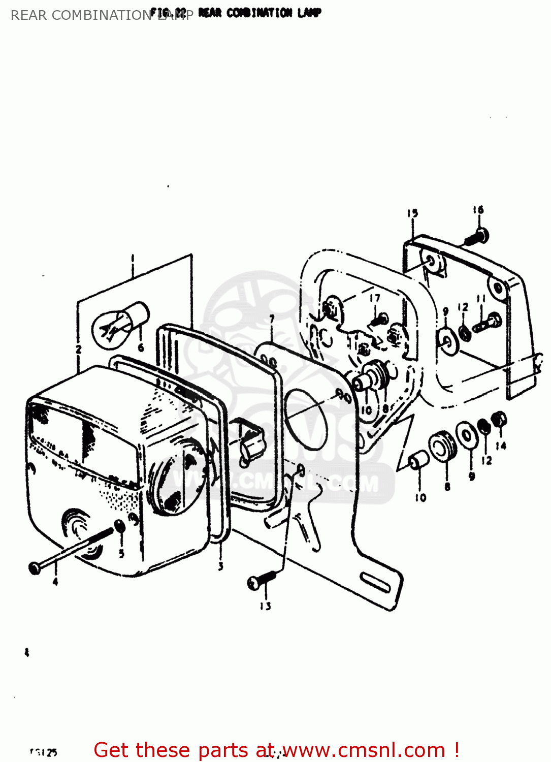 REAR COMBINATION LAMP TS125 1978 (C) USA (E03)