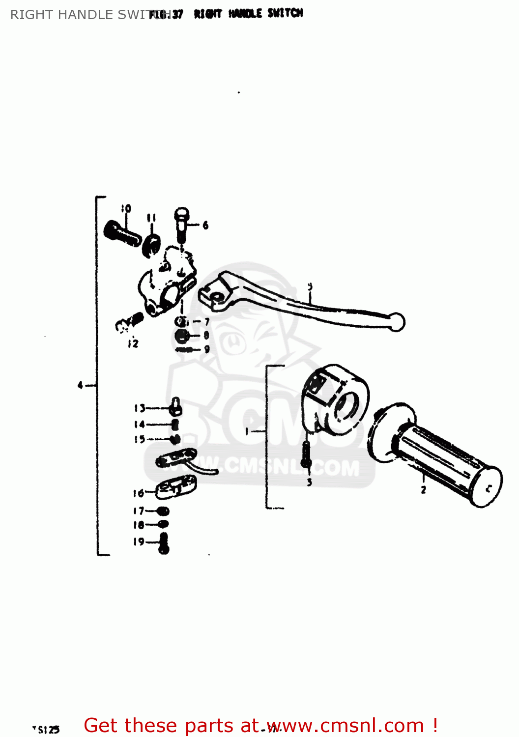 RIGHT HANDLE SWITCH TS125 1978 (C) USA (E03)