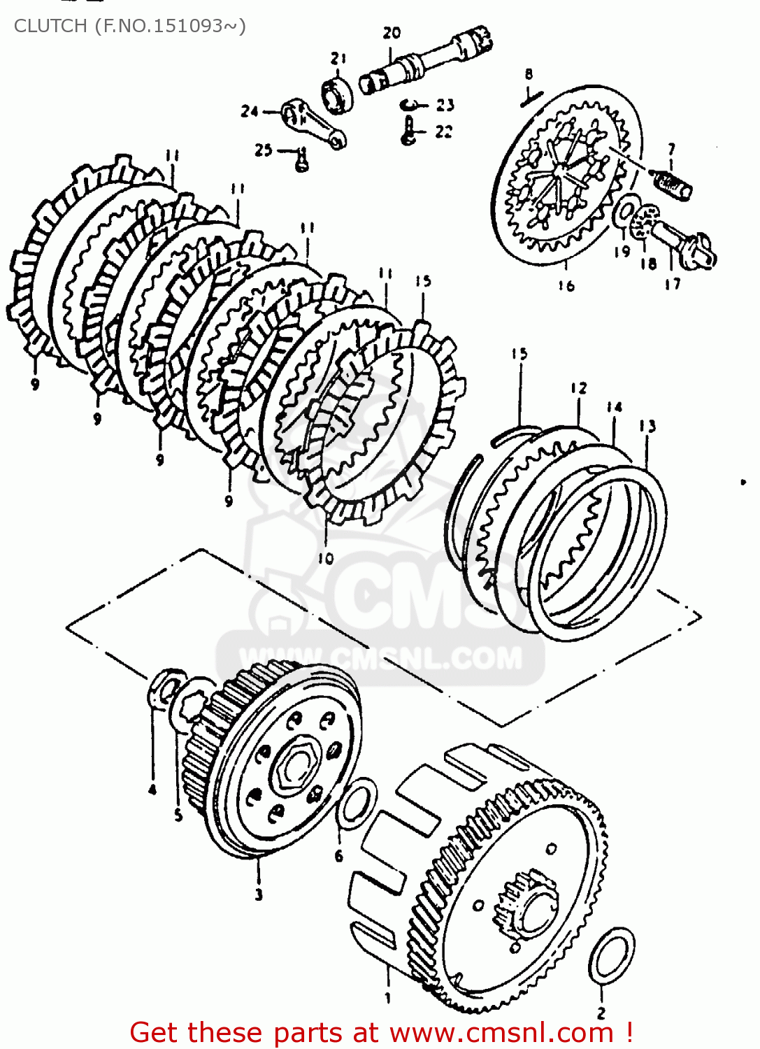 CLUTCH (F.NO.151093~) TS125 1979 (N) (E08 E13 E14 E24 E30 E31)