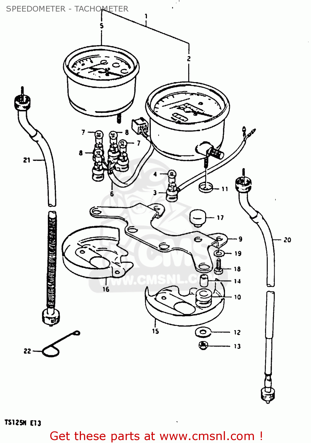 SPEEDOMETER - TACHOMETER TS125 1979 (N) (E08 E13 E14 E24 E30 E31)