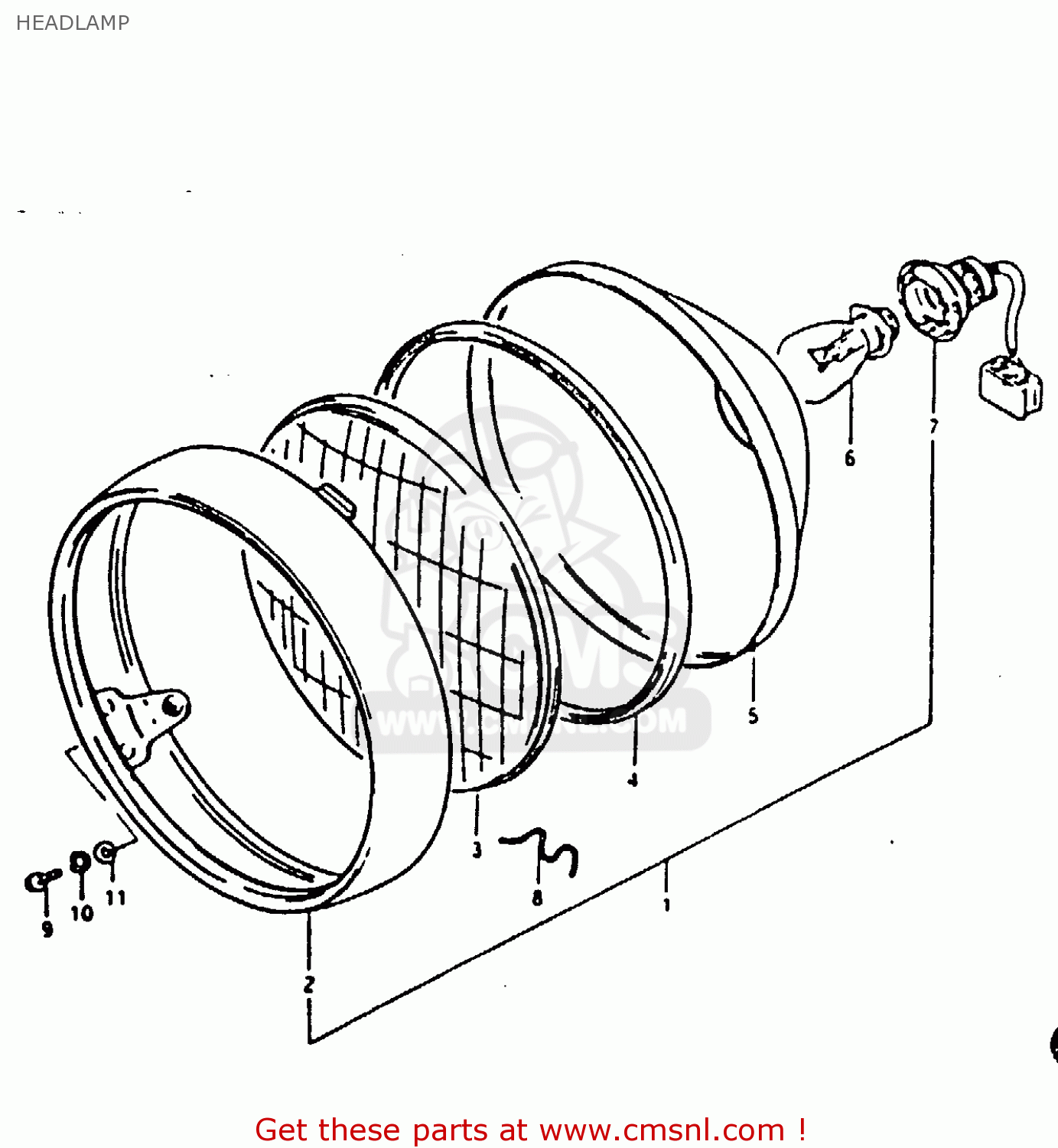 HEADLAMP TS125 1979 (N) (E08 E13 E14 E24 E30 E31)