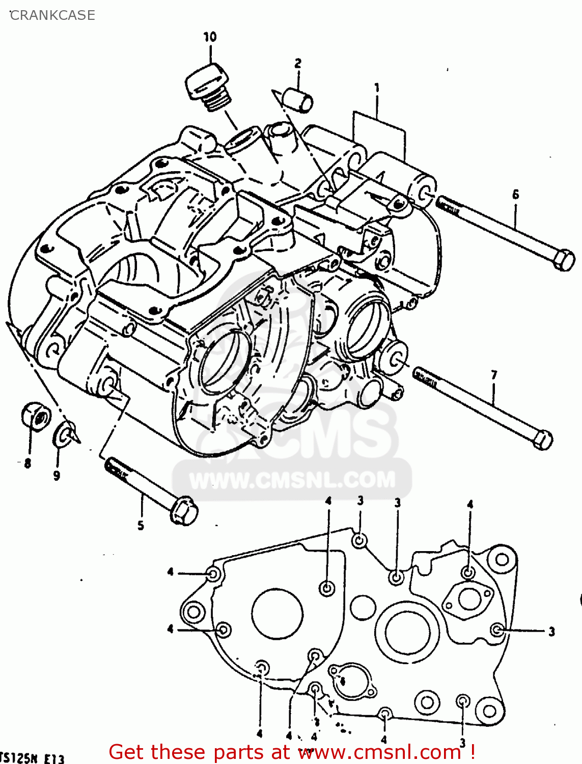 CRANKCASE TS125 1979 (N) (E08 E13 E14 E24 E30 E31)
