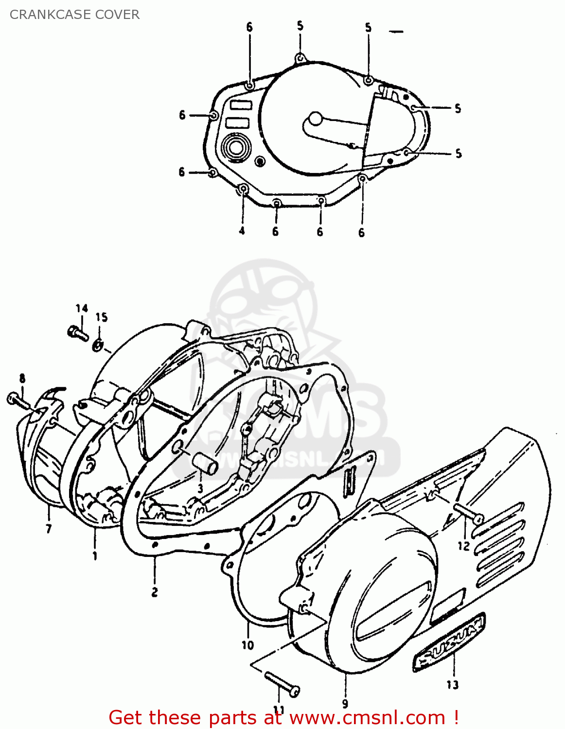CRANKCASE COVER TS125 1979 (N) (E08 E13 E14 E24 E30 E31)