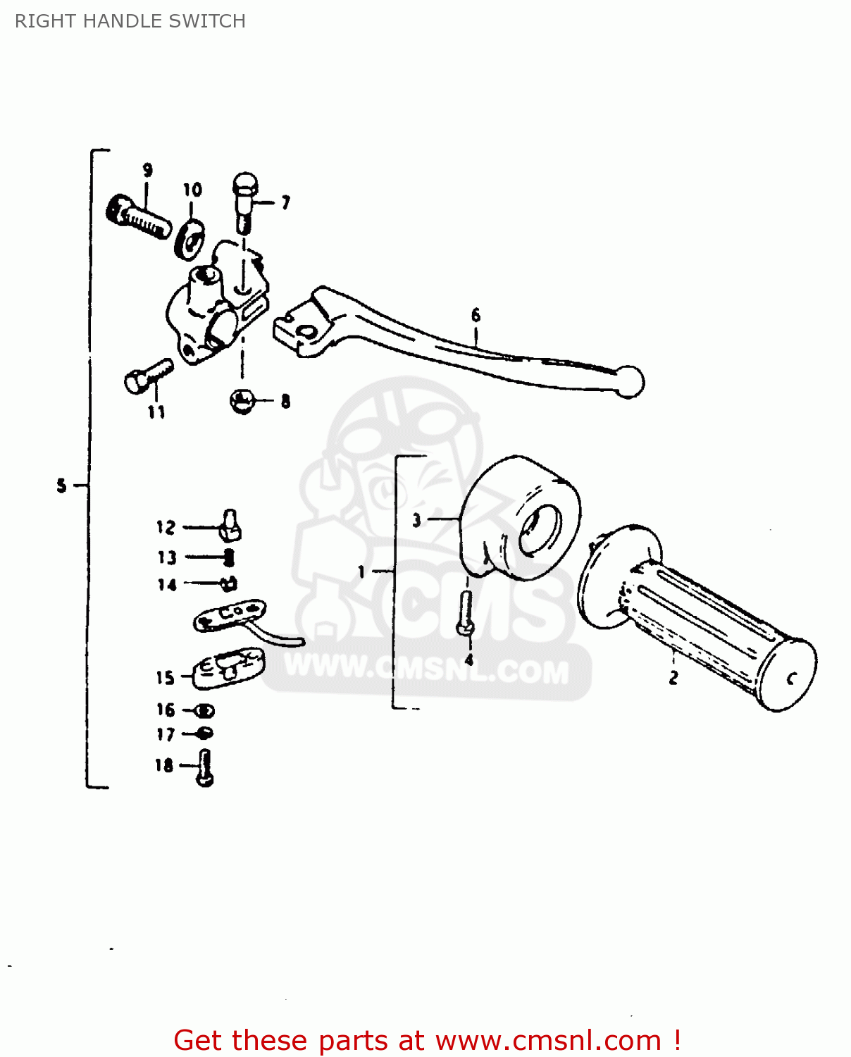RIGHT HANDLE SWITCH TS125 1979 (N) (E08 E13 E14 E24 E30 E31)