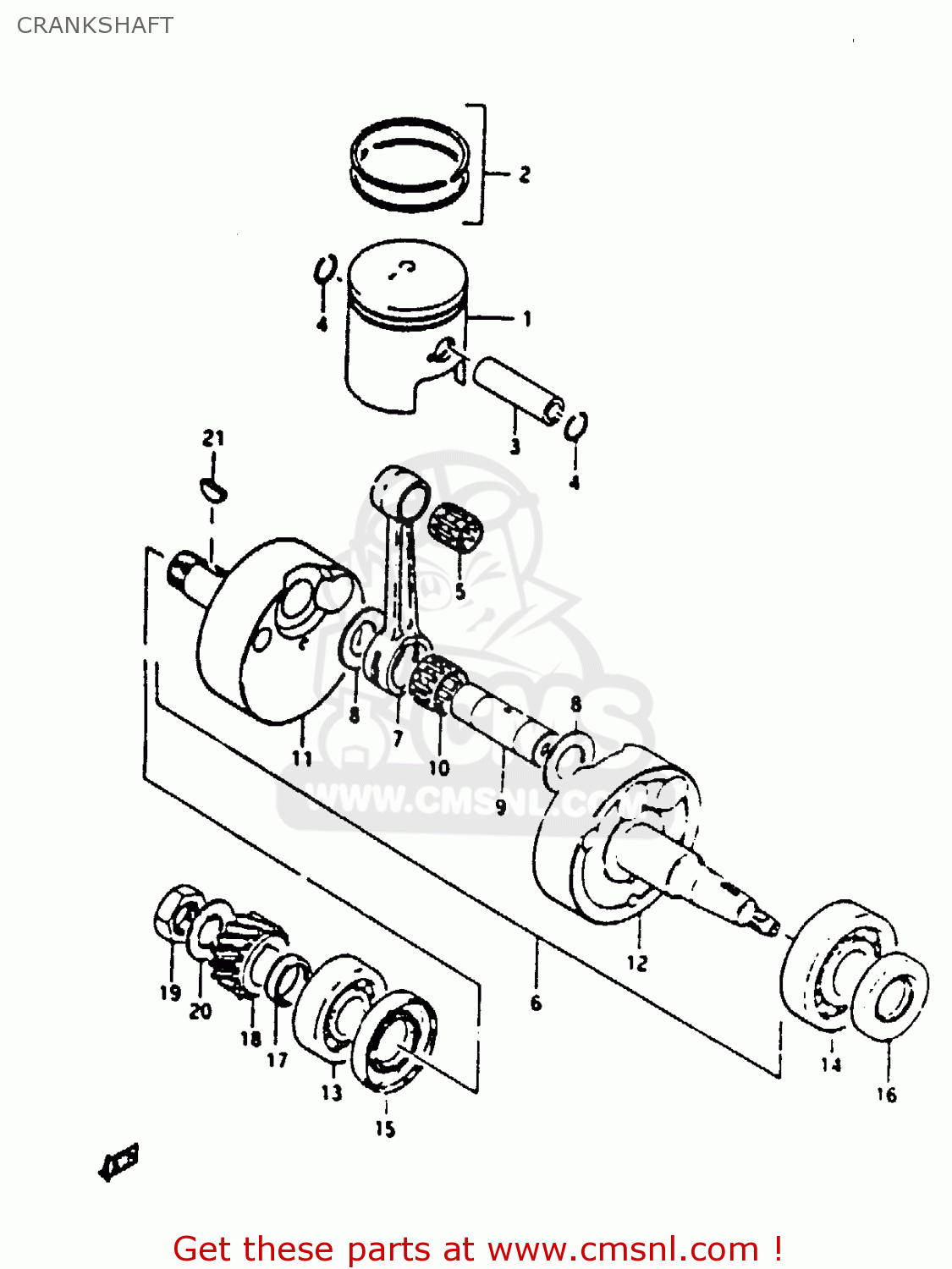 CRANKSHAFT TS125 1979 (N) (E08 E13 E14 E24 E30 E31)