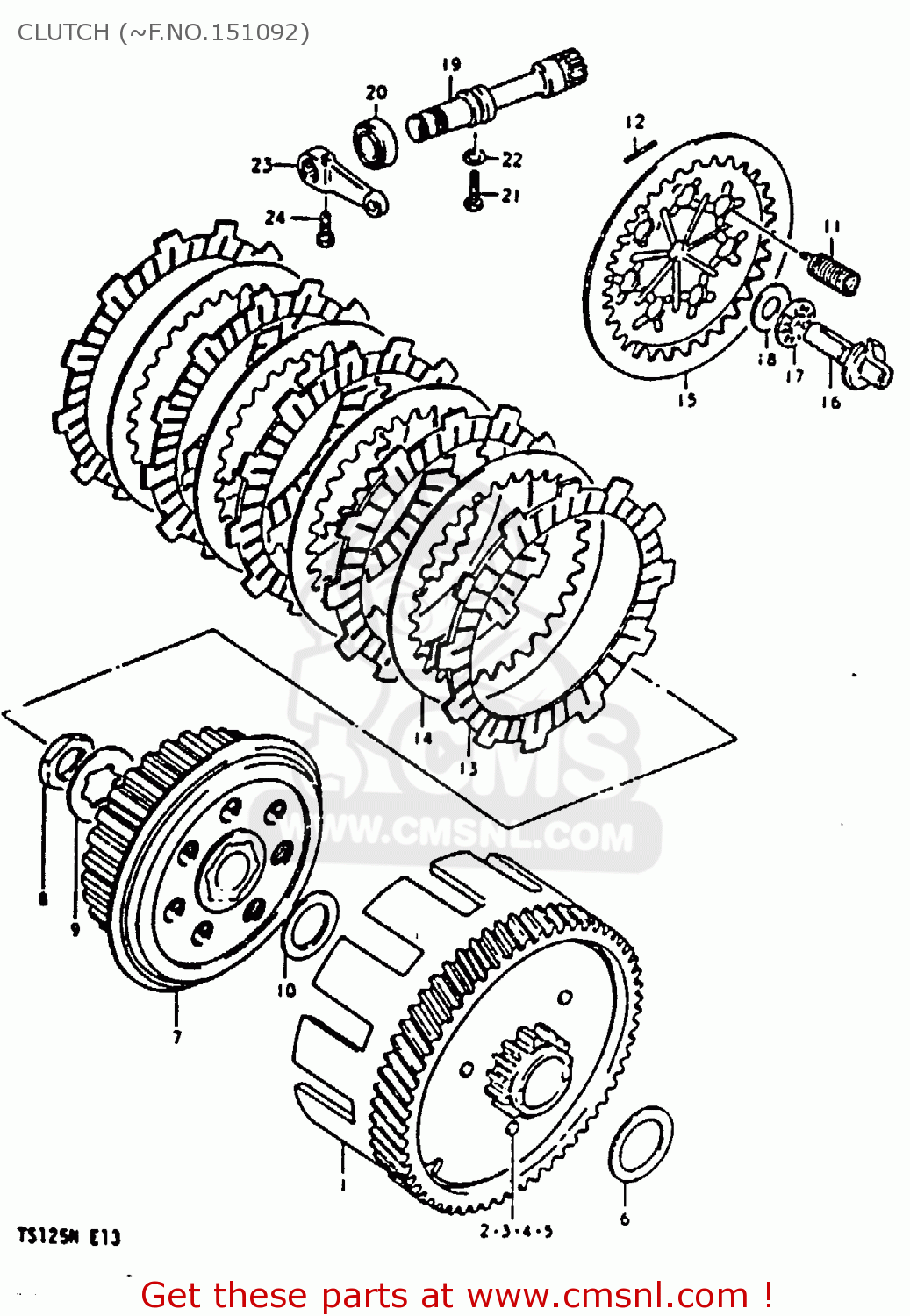 CLUTCH (~F.NO.151092) TS125 1979 (N) (E08 E13 E14 E24 E30 E31)