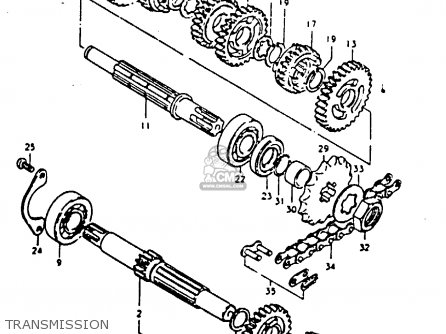 TRANSMISSION - TS125 1979 (N) (E08 E13 E14 E24 E30 E31)