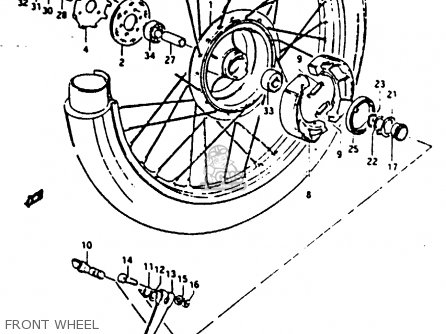 FRONT WHEEL - TS125 1979 (N) (E08 E13 E14 E24 E30 E31)