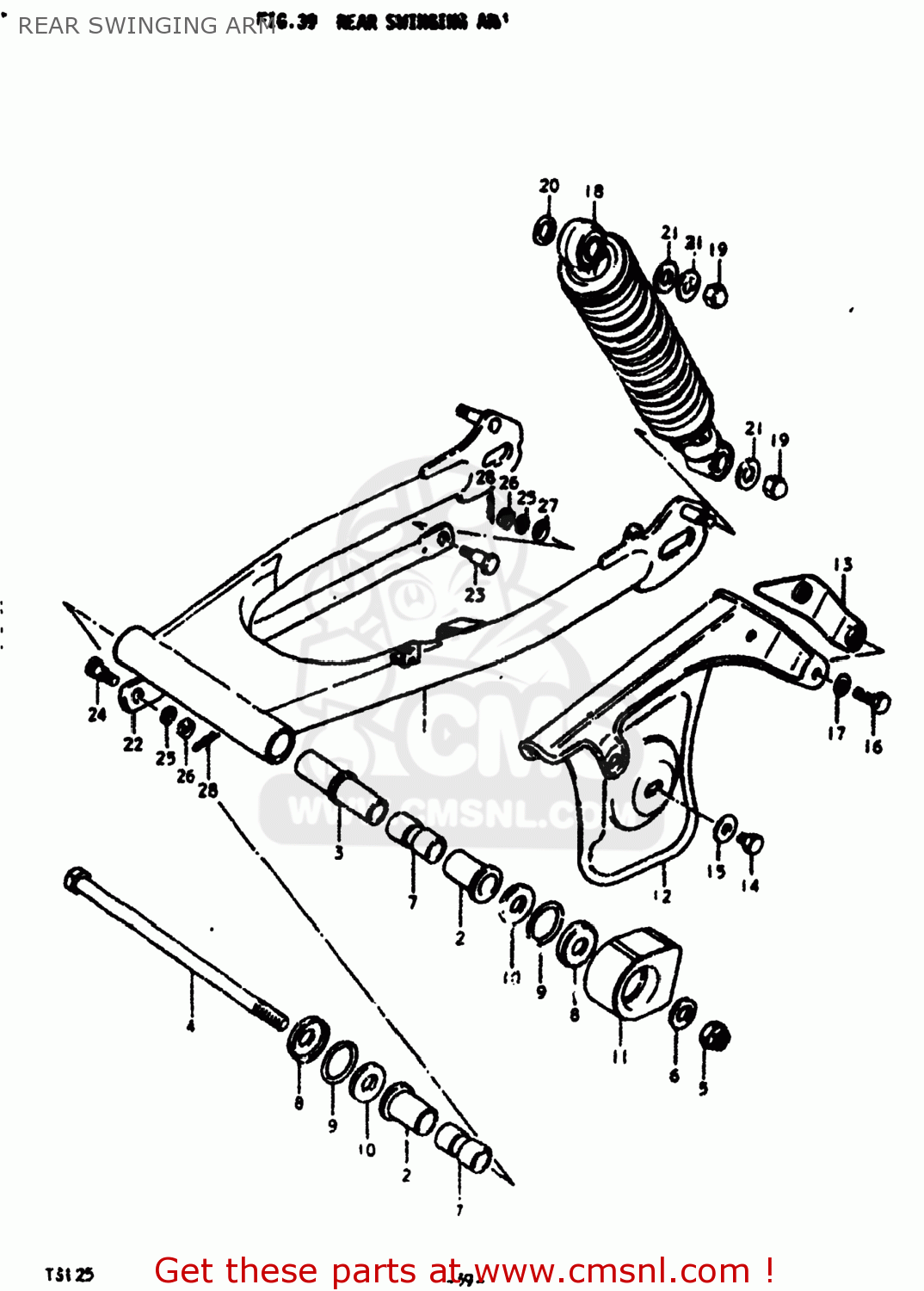 Suzuki TS125 1979 (N) USA (E03) REAR SWINGING ARM buy original REAR