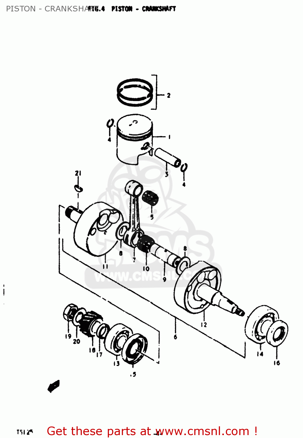 PISTON - CRANKSHAFT TS125 1979 (N) USA (E03)