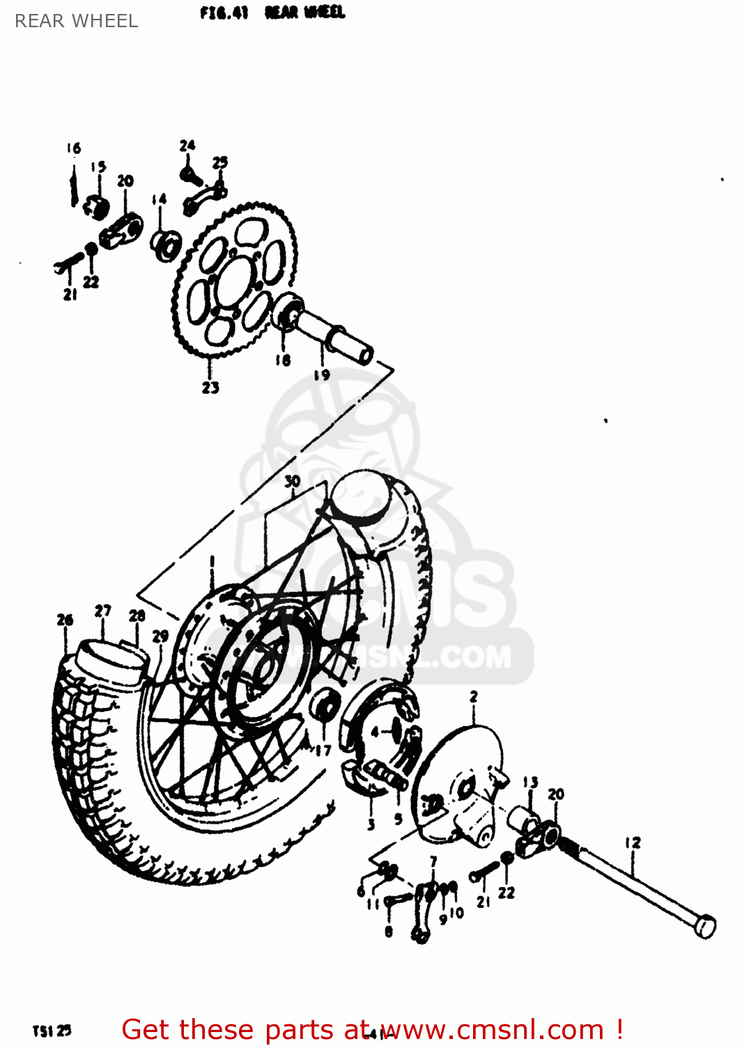 REAR WHEEL TS125 1979 (N) USA (E03)