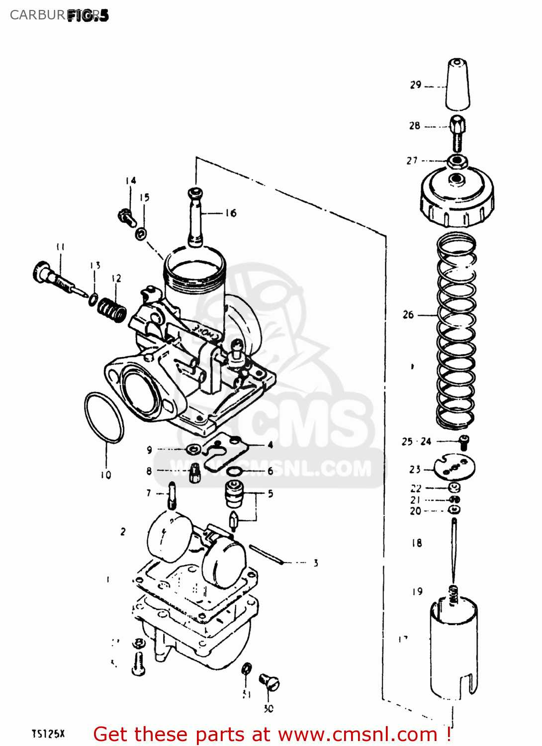 Suzuki TS125 1980 (T) USA (E03) CARBURETOR - buy original CARBURETOR ...