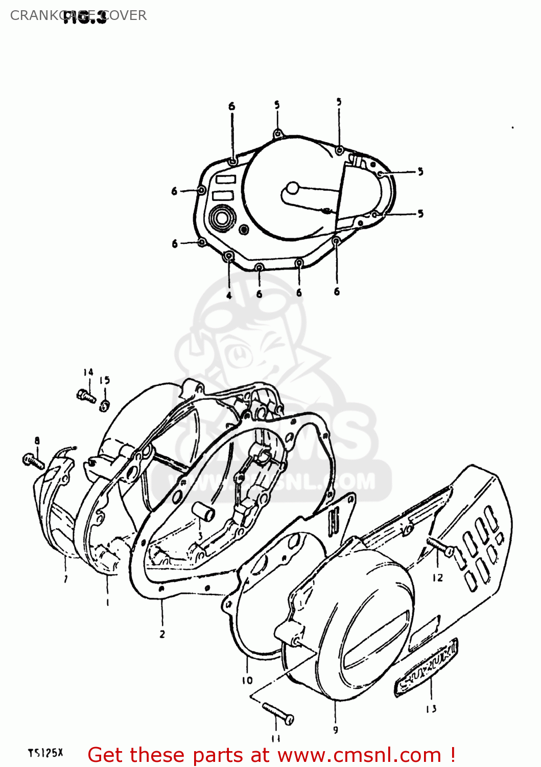 CRANKCASE COVER TS125 1980 (T) USA (E03)