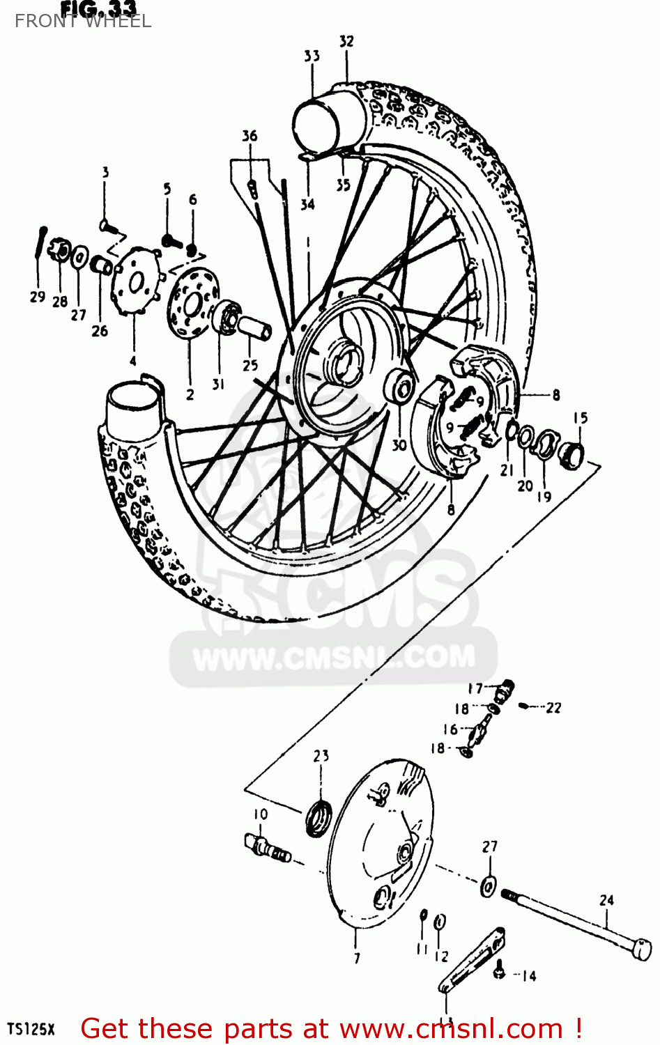 FRONT WHEEL TS125 1980 (T) USA (E03)
