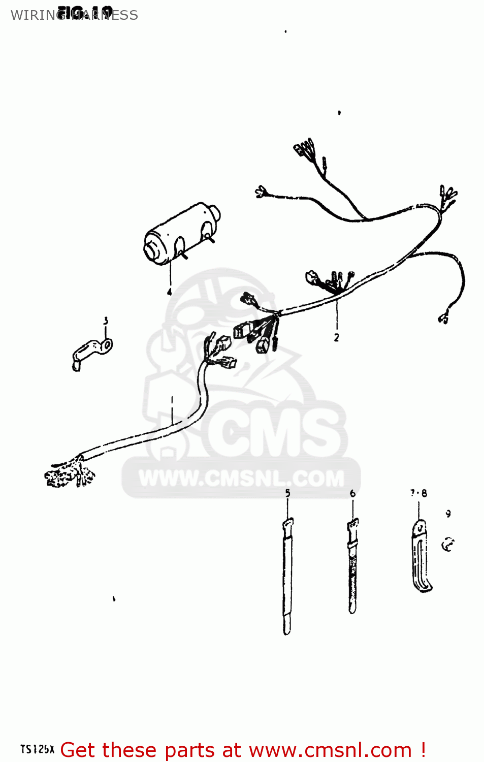 WIRING HARNESS TS125 1980 (T) USA (E03)