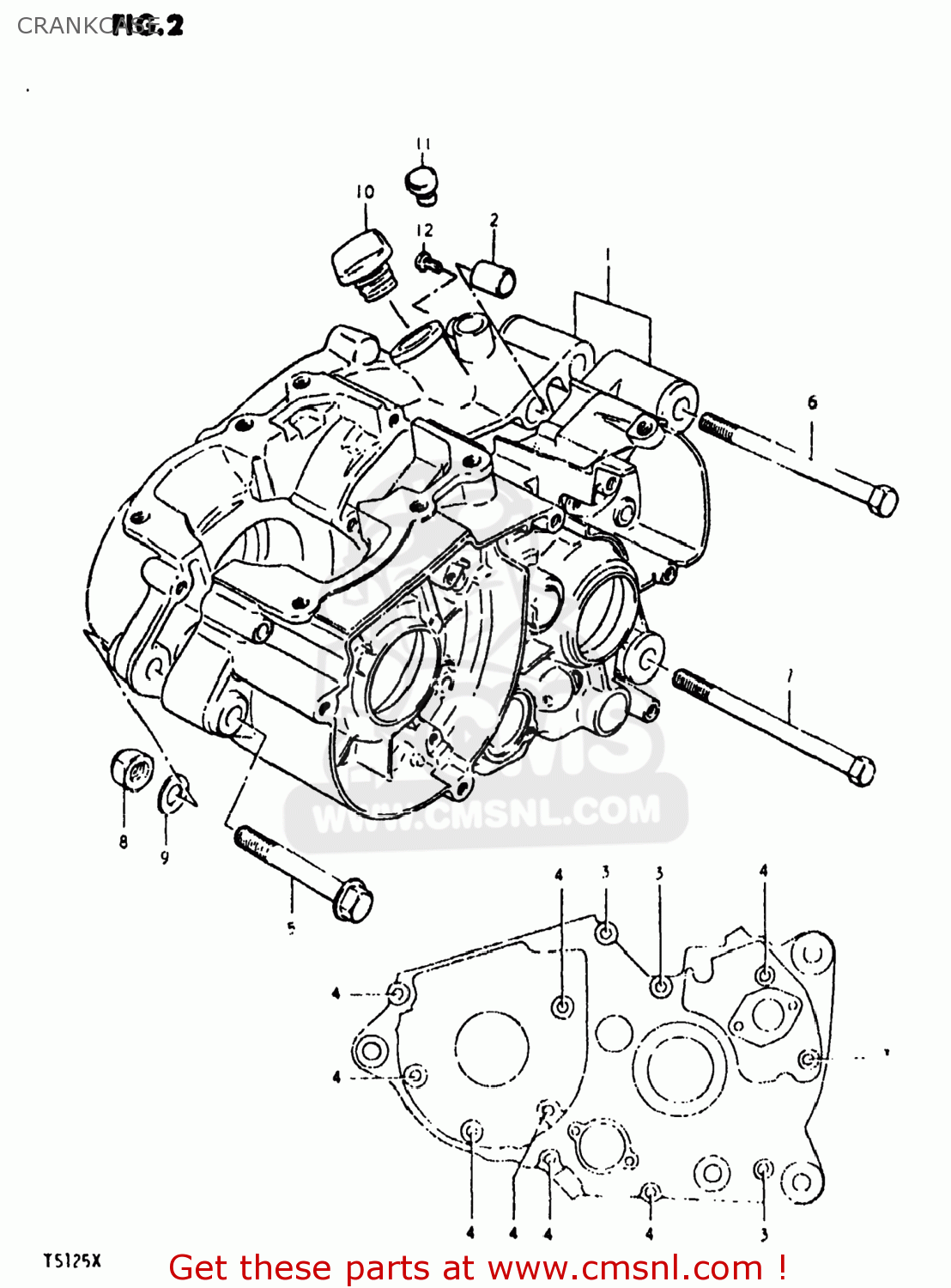 CRANKCASE TS125 1981 (X) USA (E03)