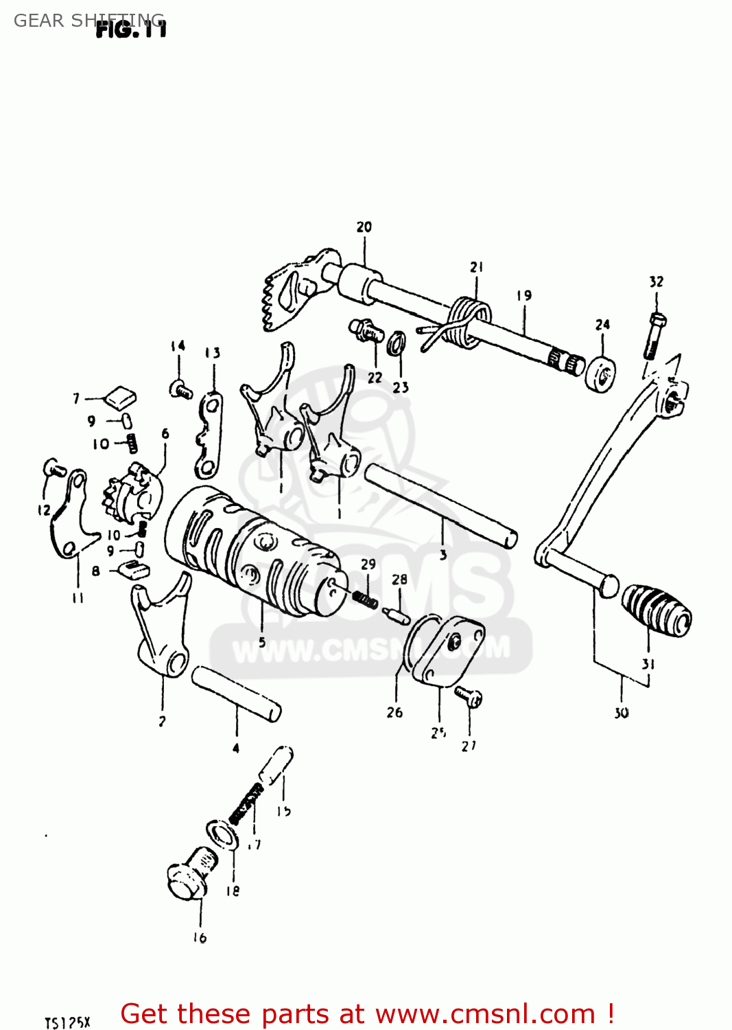 GEAR SHIFTING TS125 1981 (X) USA (E03)
