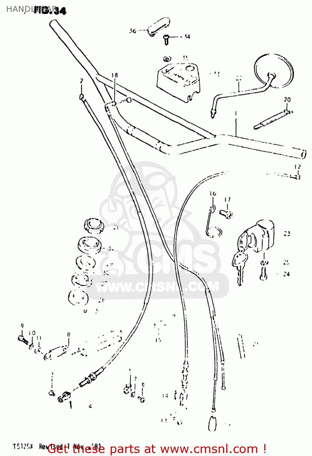HANDLEBAR TS125 1981 (X) USA (E03)