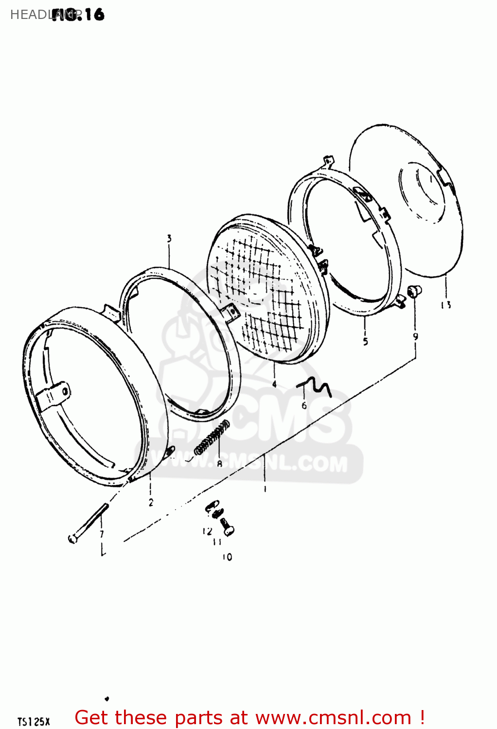 HEADLAMP TS125 1981 (X) USA (E03)