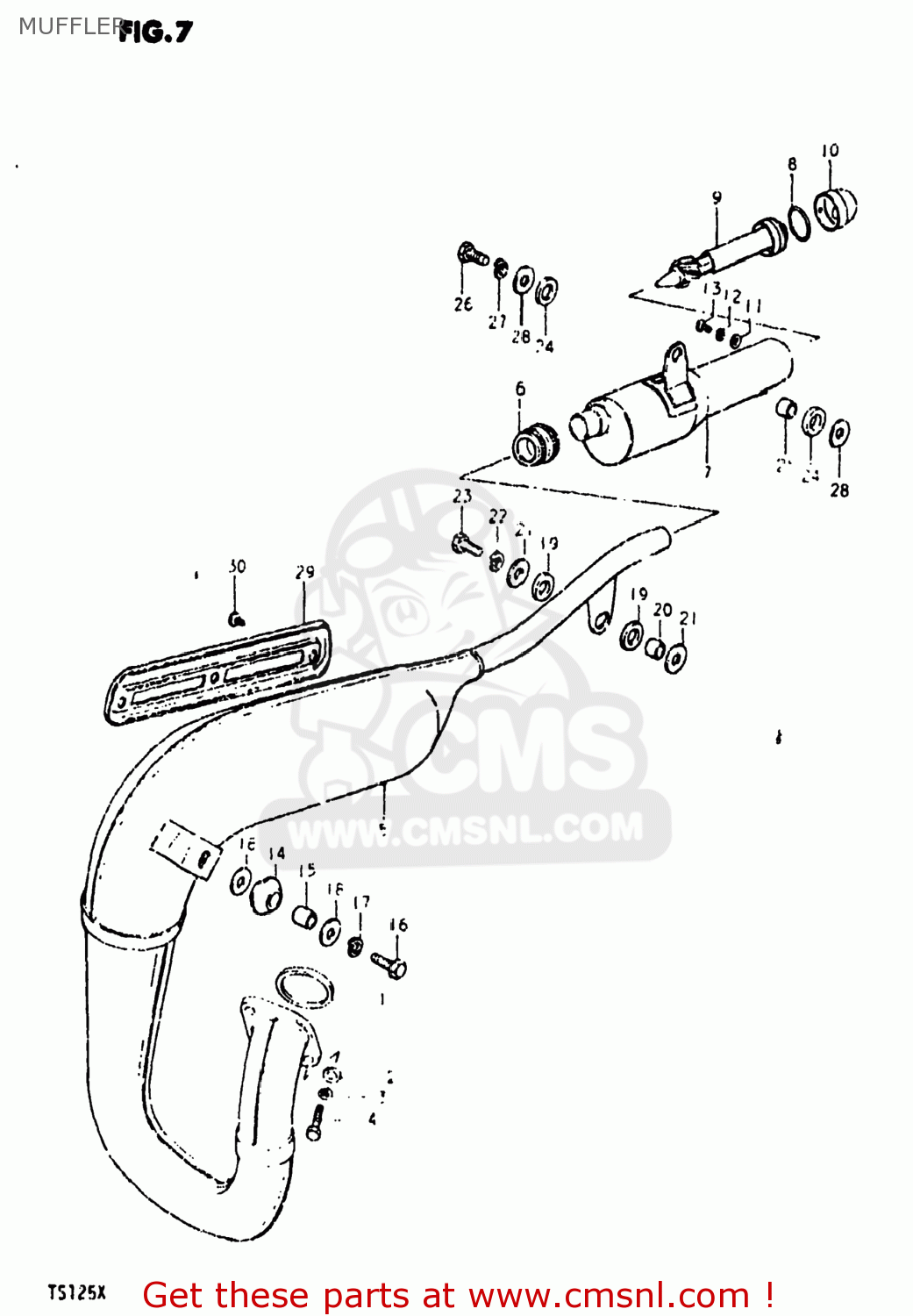 MUFFLER TS125 1981 (X) USA (E03)