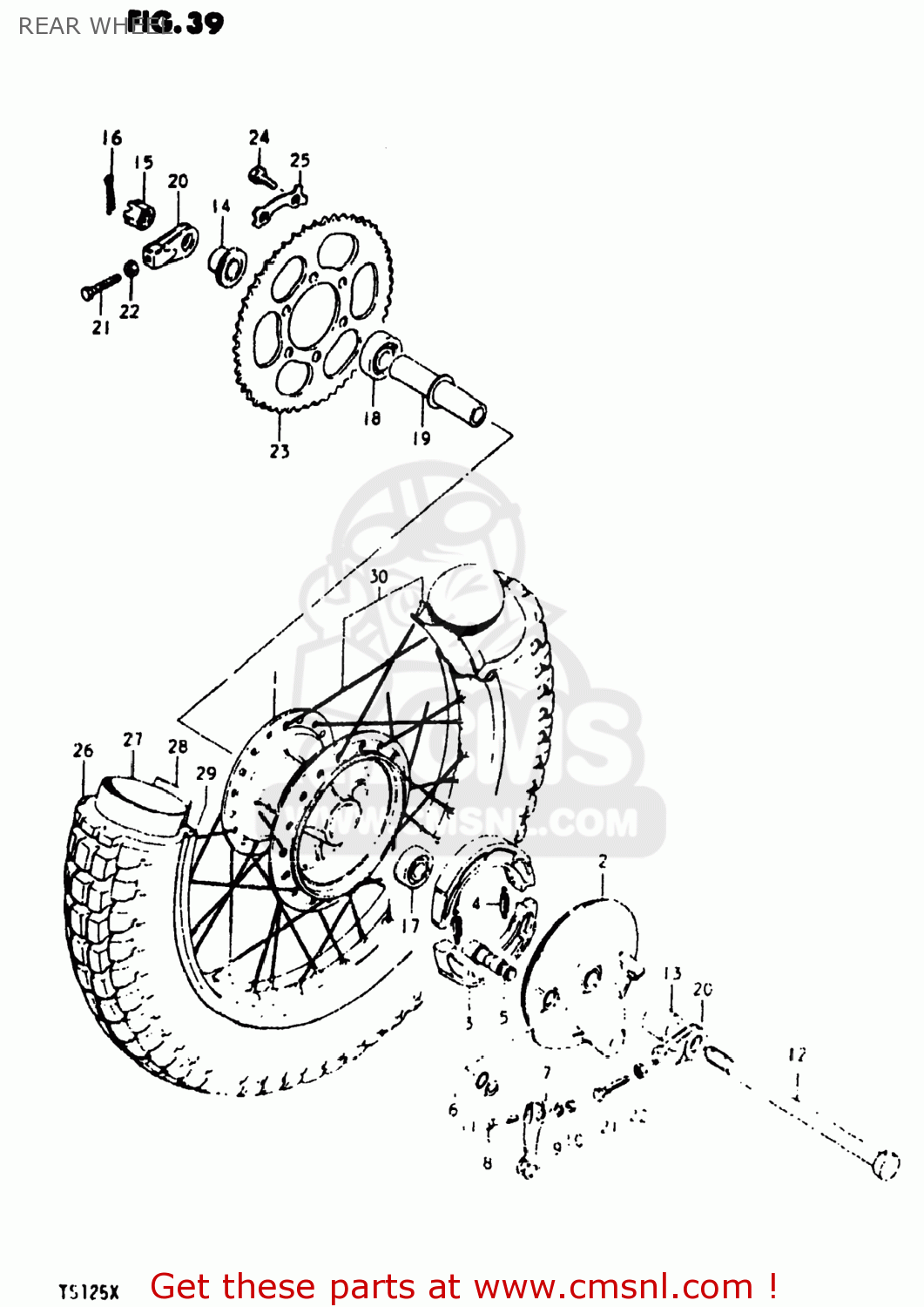 REAR WHEEL TS125 1981 (X) USA (E03)