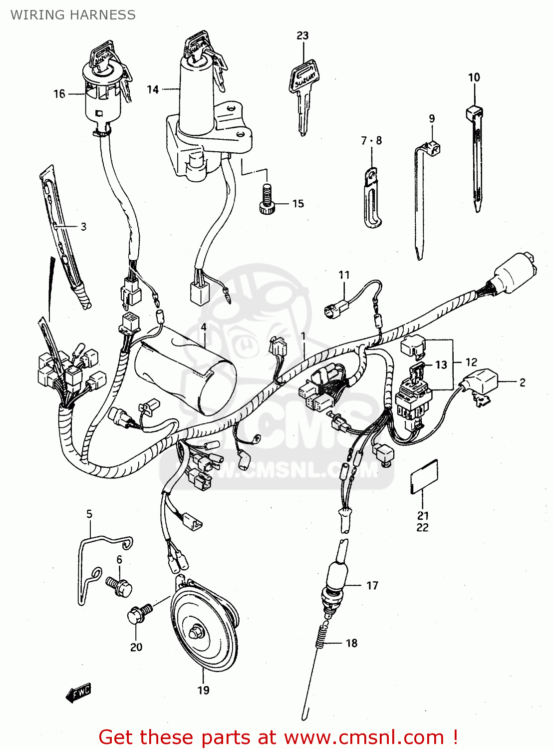Suzuki Ts125 1991 (rm) Wiring Harness - schematic partsfiche 2004 suzuki gsxr wiring harness 