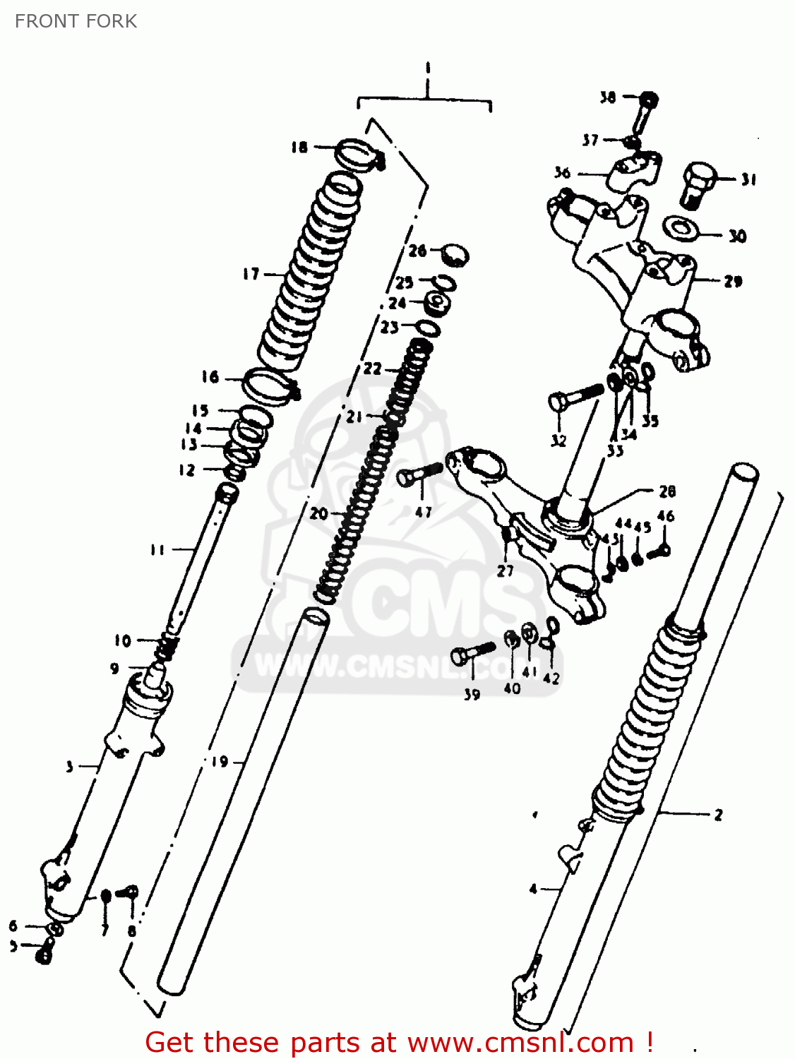 Suzuki TS125ER 1979 (N) FRONT FORK - buy original FRONT FORK spares online