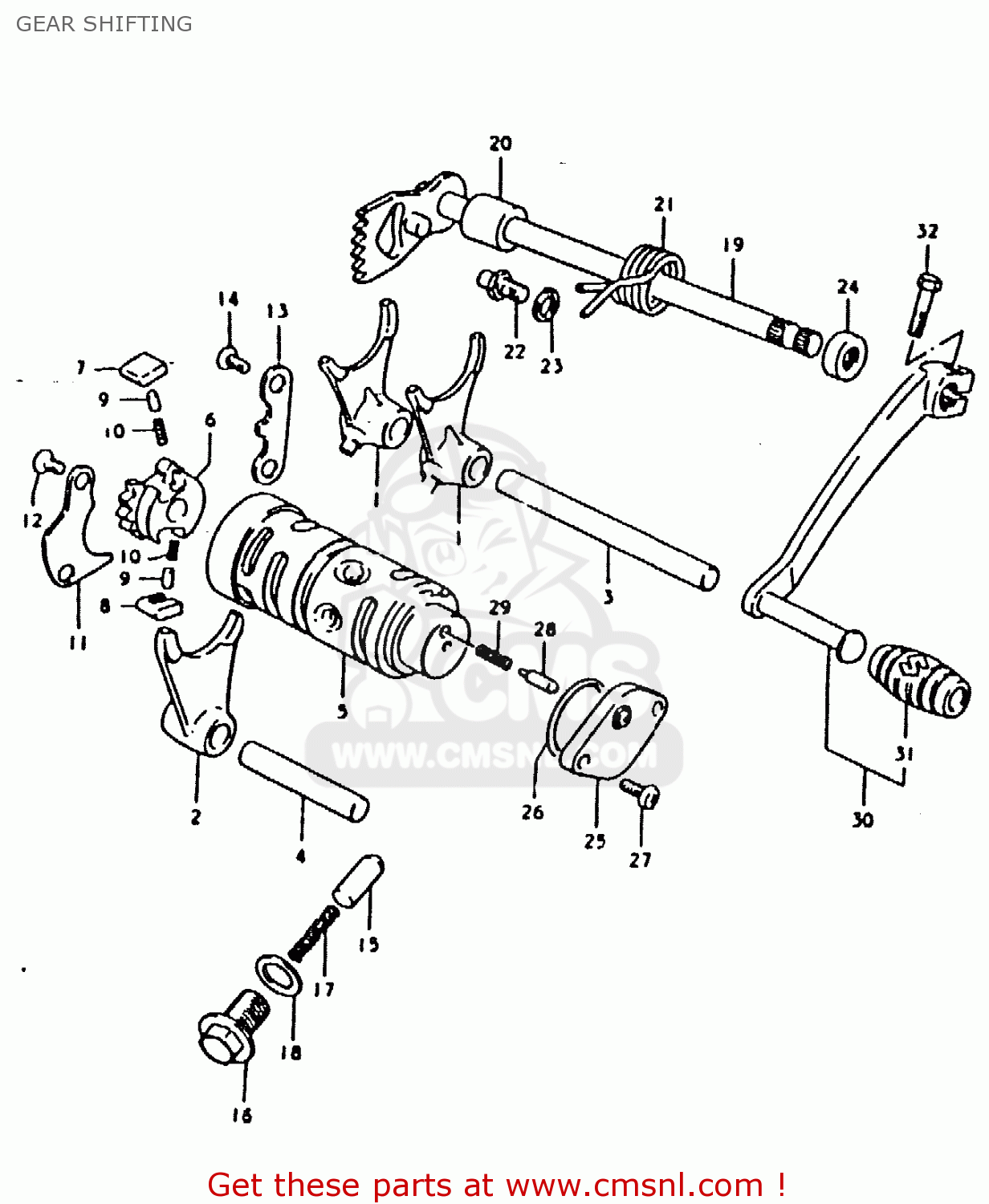 Suzuki TS125ER 1979 (N) GEAR SHIFTING - buy original GEAR SHIFTING ...