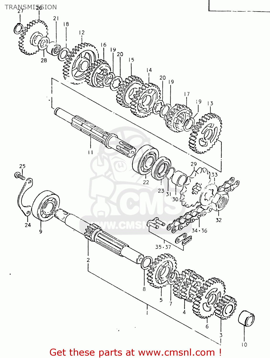 TRANSMISSION TS125ER 1980 (T) (1 2 E4 E9 E15 E17 E18 E21 E22 E24 E25 E26 E30)
