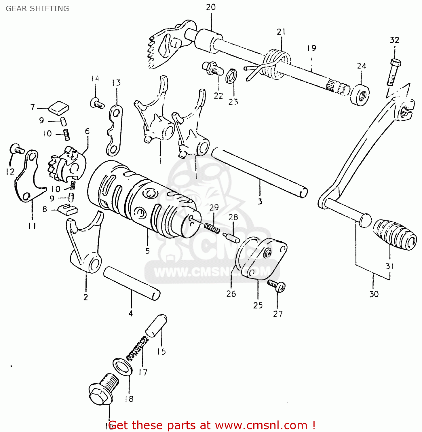 GEAR SHIFTING TS125ER 1980 (T) (1 2 E4 E9 E15 E17 E18 E21 E22 E24 E25 E26 E30)