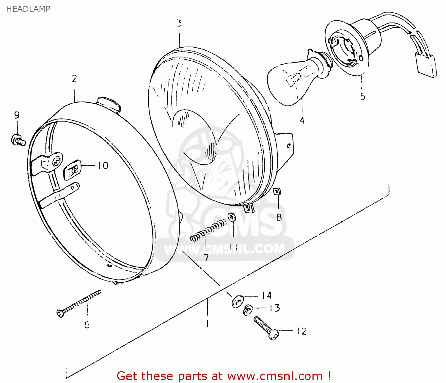 HEADLAMP TS125ER 1980 (T) (1 2 E4 E9 E15 E17 E18 E21 E22 E24 E25 E26 E30)