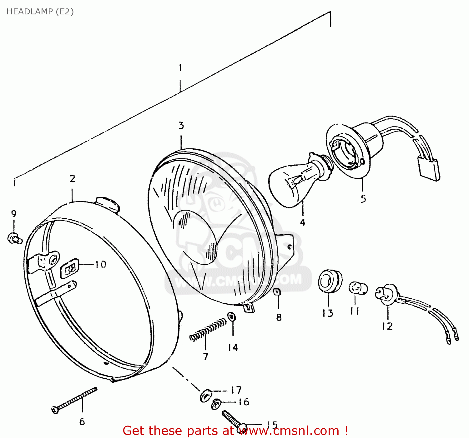 HEADLAMP (E2) TS125ER 1980 (T) (1 2 E4 E9 E15 E17 E18 E21 E22 E24 E25 E26 E30)