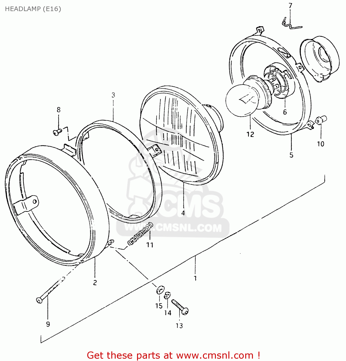 HEADLAMP (E16) TS125ER 1980 (T) (1 2 E4 E9 E15 E17 E18 E21 E22 E24 E25 E26 E30)