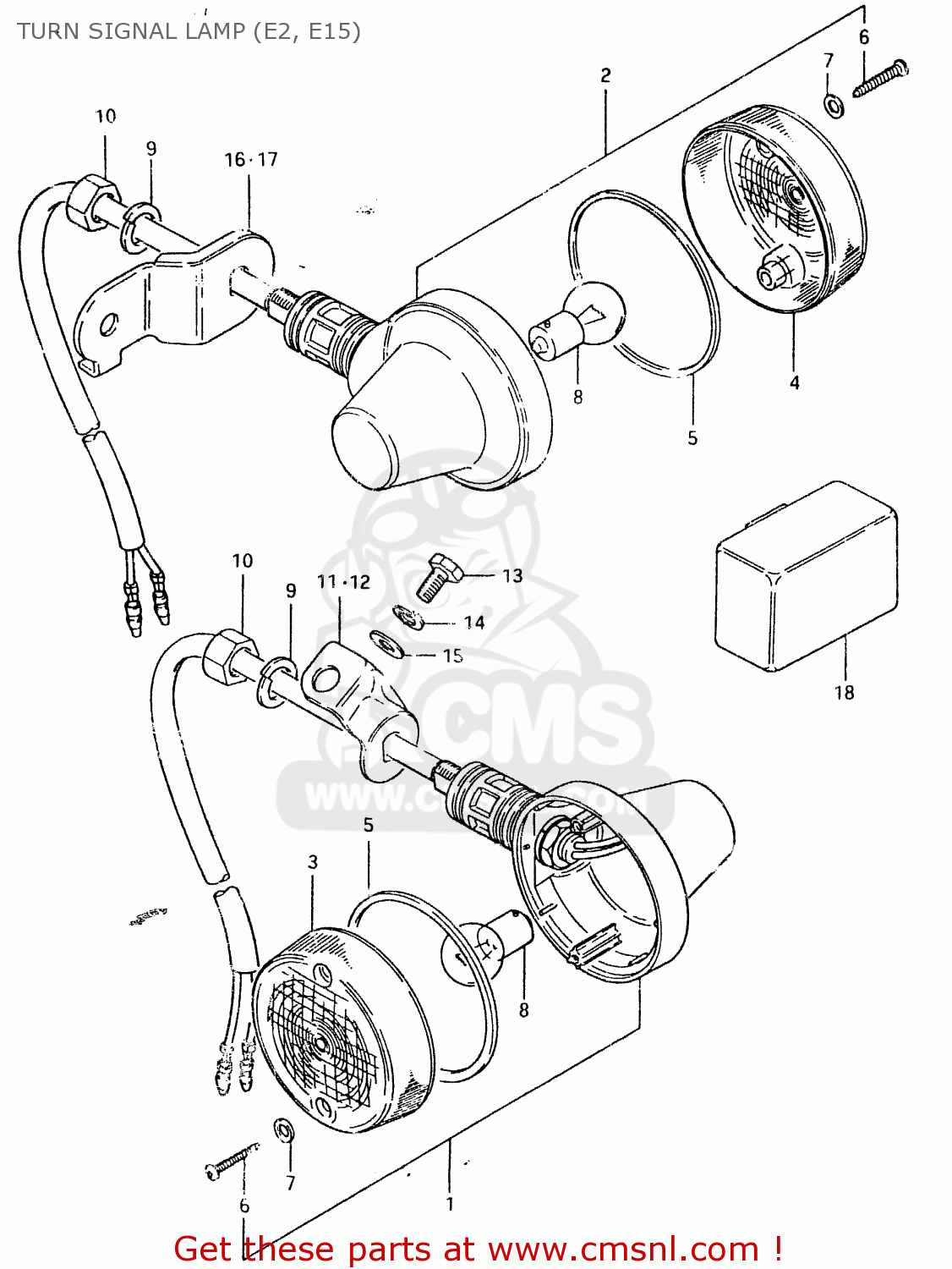 TURN SIGNAL LAMP (E2, E15) TS125ER 1980 (T) (1 2 E4 E9 E15 E17 E18 E21 E22 E24 E25 E26 E30)