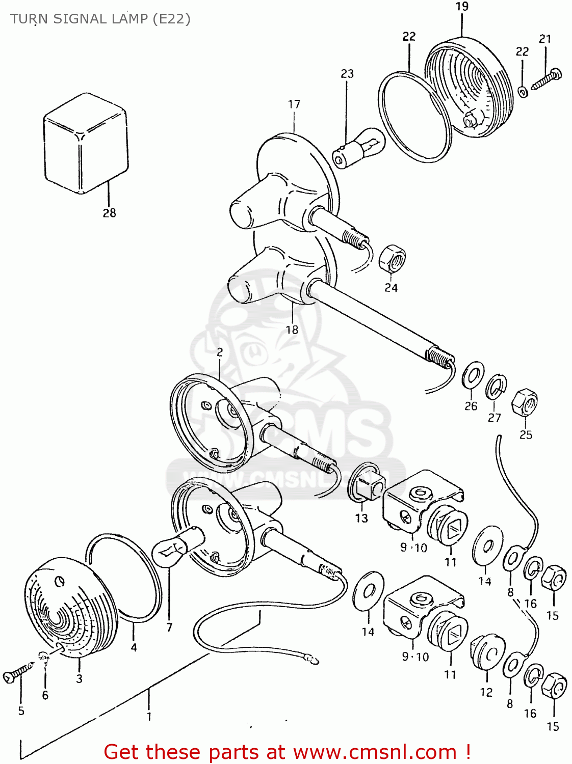 TURN SIGNAL LAMP (E22) TS125ER 1980 (T) (1 2 E4 E9 E15 E17 E18 E21 E22 E24 E25 E26 E30)