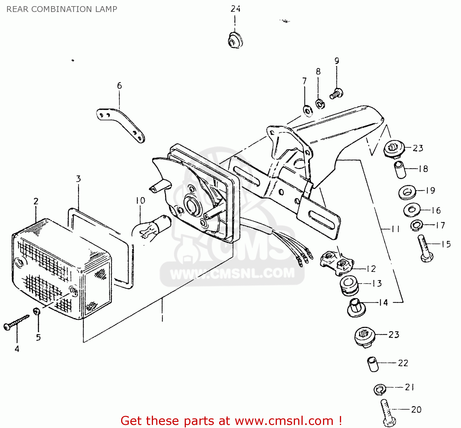 REAR COMBINATION LAMP TS125ER 1980 (T) (1 2 E4 E9 E15 E17 E18 E21 E22 E24 E25 E26 E30)