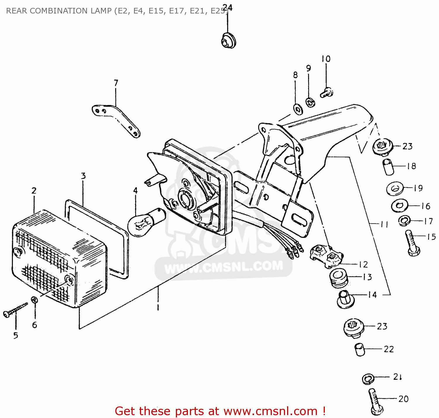 REAR COMBINATION LAMP (E2, E4, E15, E17, E21, E25) TS125ER 1980 (T) (1 2 E4 E9 E15 E17 E18 E21 E22 E24 E25 E26 E30)