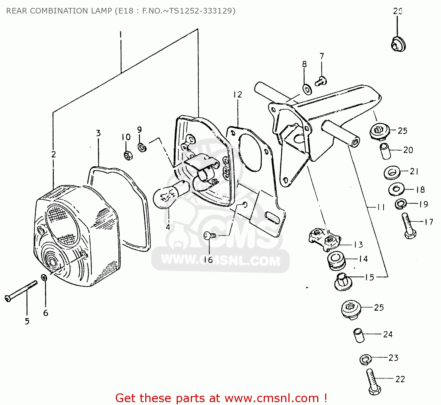 REAR COMBINATION LAMP (E18 : F.NO.~TS1252-333129) TS125ER 1980 (T) (1 2 E4 E9 E15 E17 E18 E21 E22 E24 E25 E26 E30)