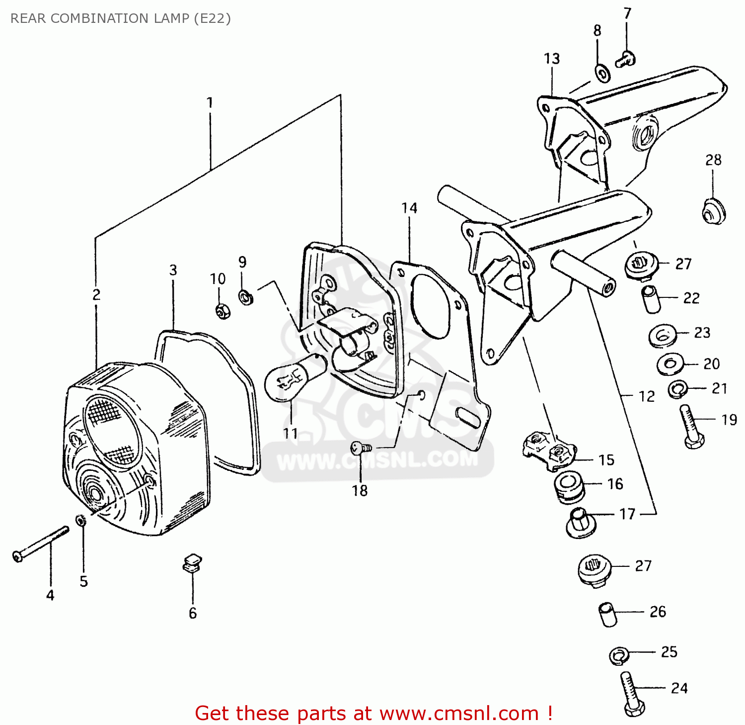 REAR COMBINATION LAMP (E22) TS125ER 1980 (T) (1 2 E4 E9 E15 E17 E18 E21 E22 E24 E25 E26 E30)