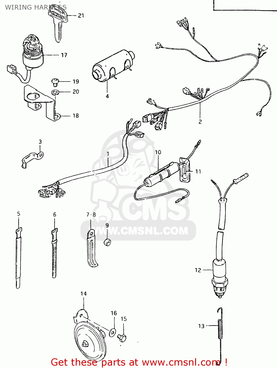 WIRING HARNESS TS125ER 1980 (T) (1 2 E4 E9 E15 E17 E18 E21 E22 E24 E25 E26 E30)