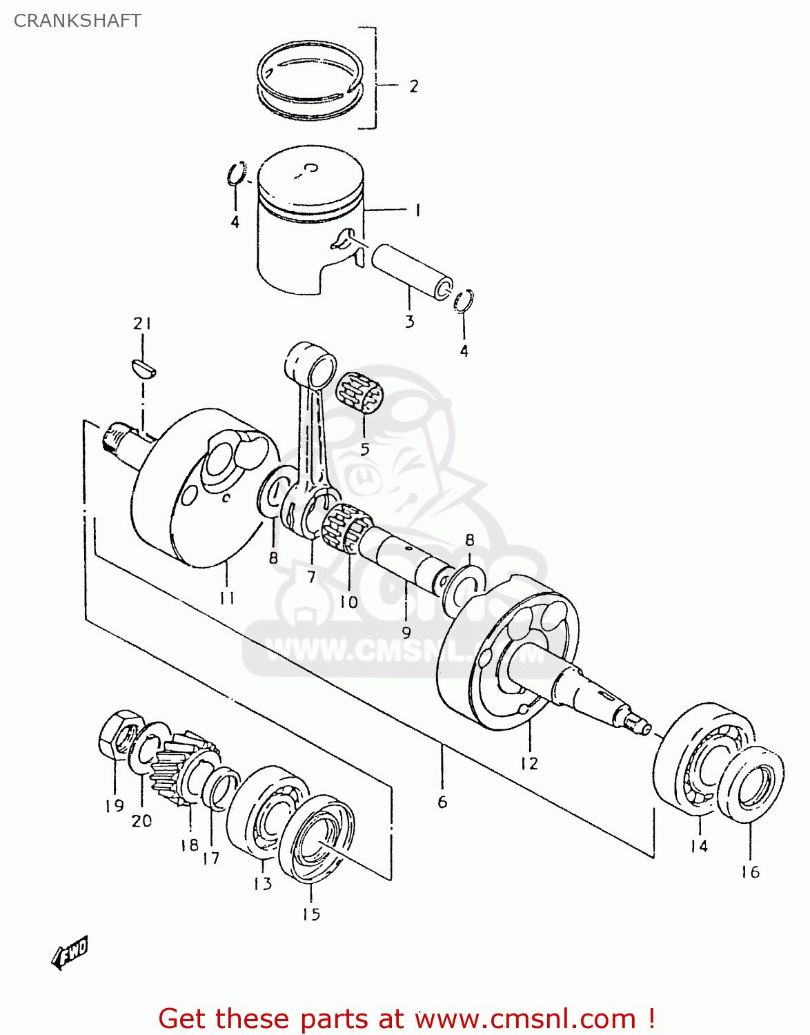 CRANKSHAFT TS125ER 1980 (T) (1 2 E4 E9 E15 E17 E18 E21 E22 E24 E25 E26 E30)