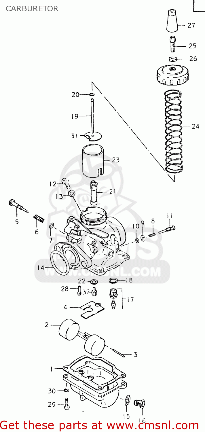 CARBURETOR TS125ER 1980 (T) (1 2 E4 E9 E15 E17 E18 E21 E22 E24 E25 E26 E30)