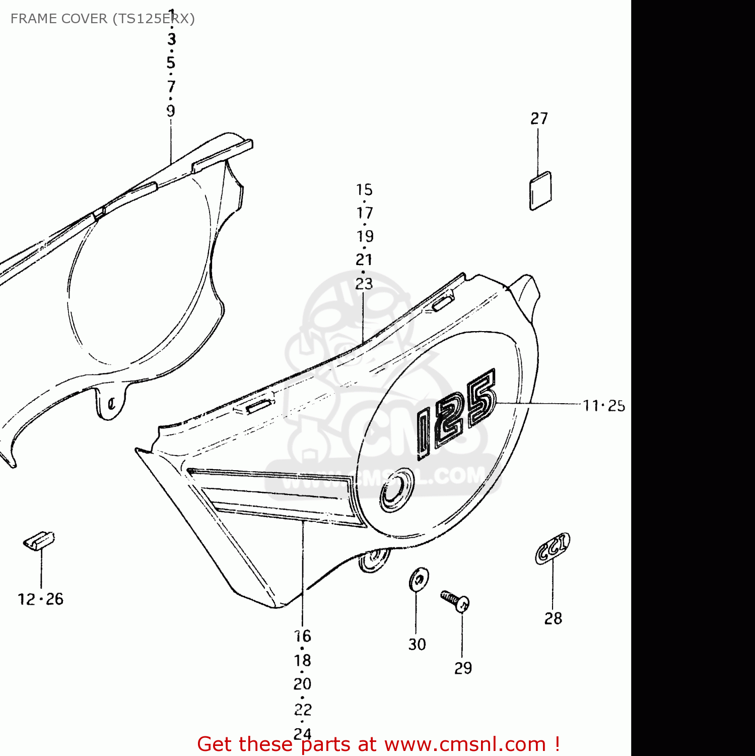 FRAME COVER (TS125ERX) TS125ER 1980 (T) (1 2 E4 E9 E15 E17 E18 E21 E22 E24 E25 E26 E30)